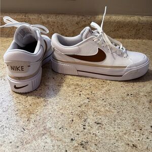 Nike White and Brown Sneakers